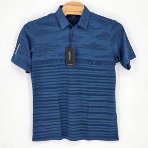Galvin Green NEW Men XL Maximus Golf Polo Shirt Blue Navy Spell Out Stripe SS